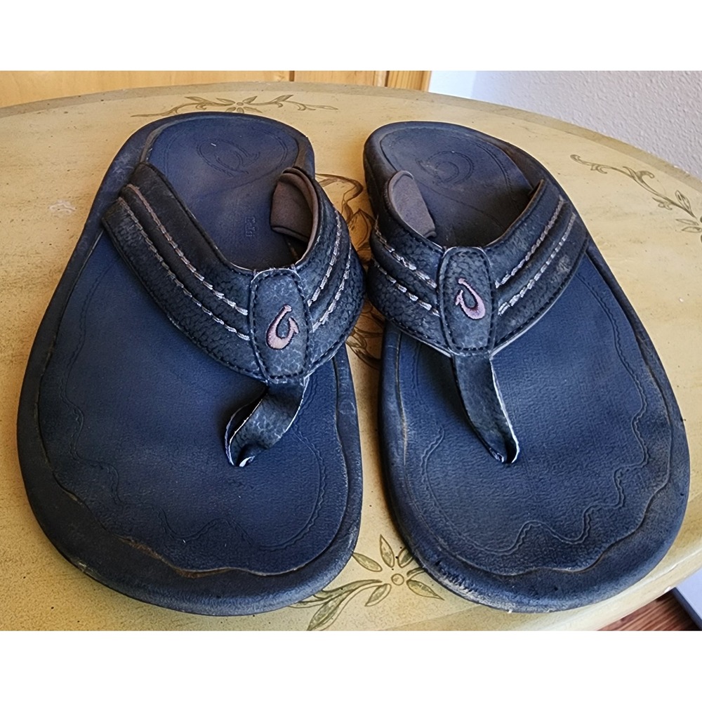 OluKai‎ Ohana US 11 Mens Black Beach Sandals Flip Flops Comfort Casual Resort